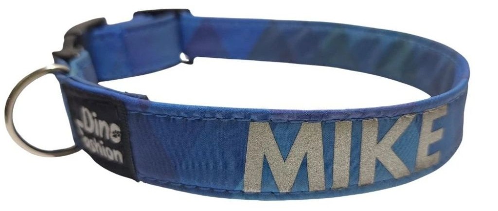 Obojek se jménem reflexním modrý